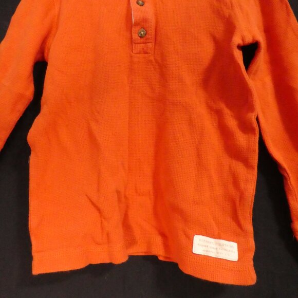 CARTER'S | size 5 | Orange Waffle Knit Long Sleeve Shirt | Partial Button-Up - Picture 7 of 14